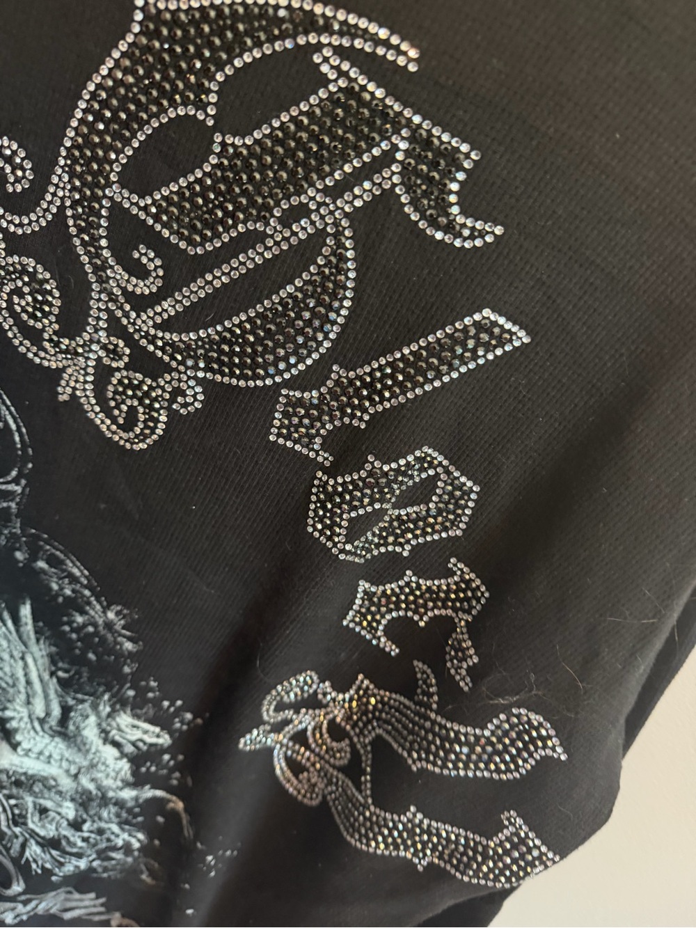 Rush Couture Rhinestone Winged Pistols Thermal Shirt Black XL - Picture 7 of 8